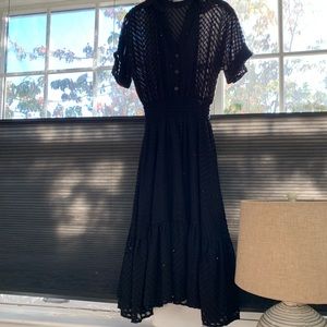 Zara Basic Sheer Black Shirt Dress, M (4-6), Like New